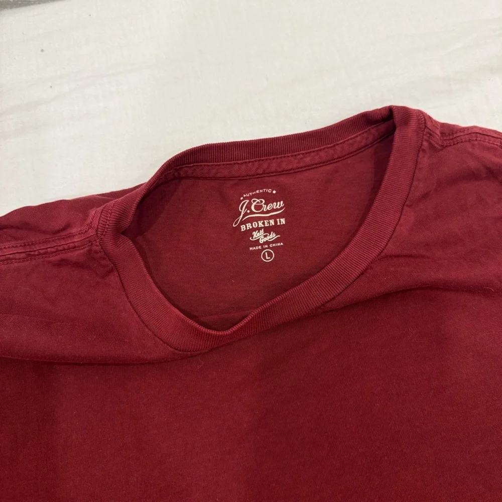 J. Crew Broken-In Long Sleeve T-Shirt Men's L Maroon Burgundy Red Re-Imagined